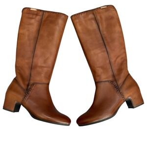 Pikolinos Leather Riding Boots Stacked Heel Knee High Brown Boots Size 36